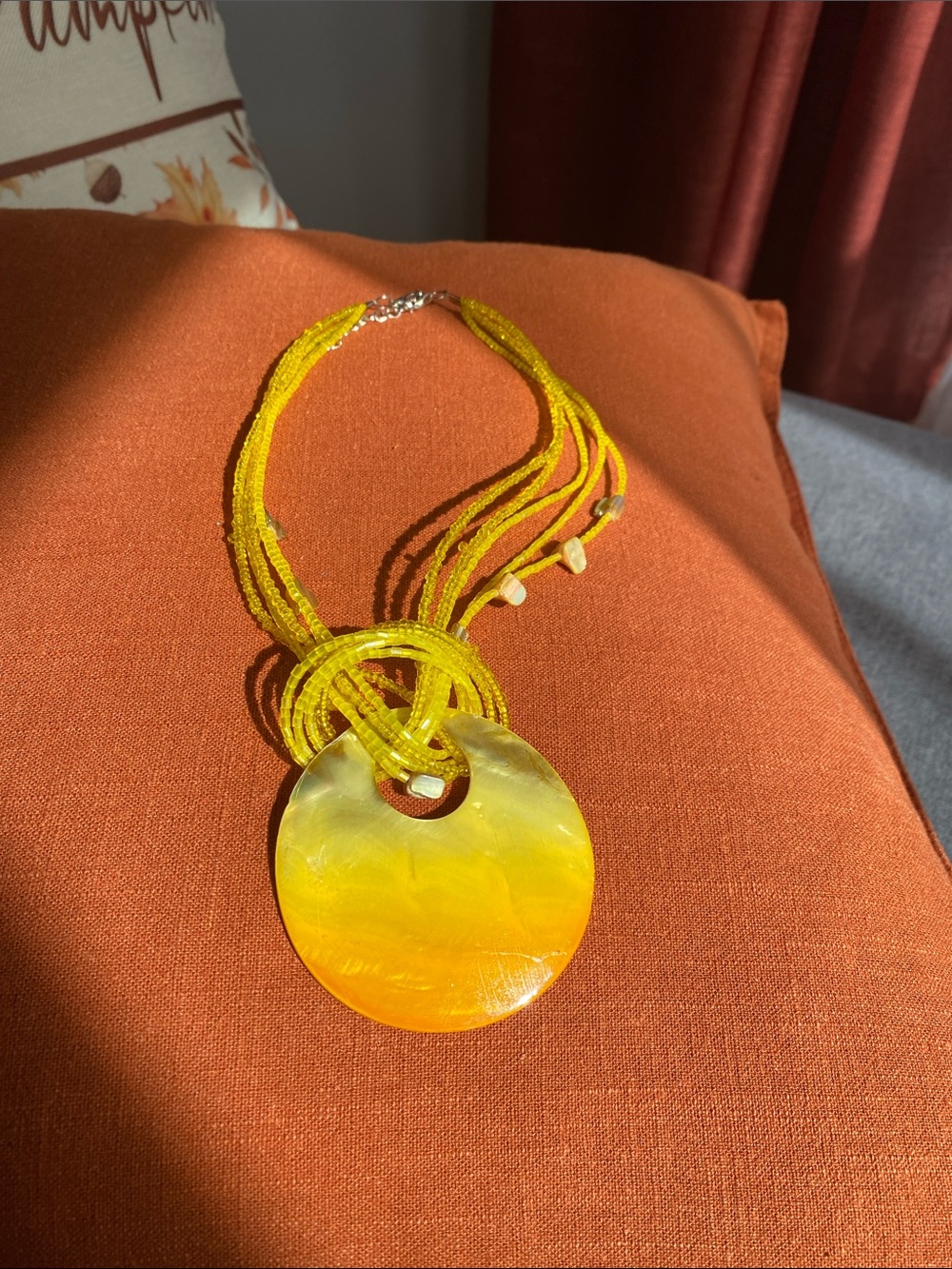 Yellow Statement Shell Pendant Necklace